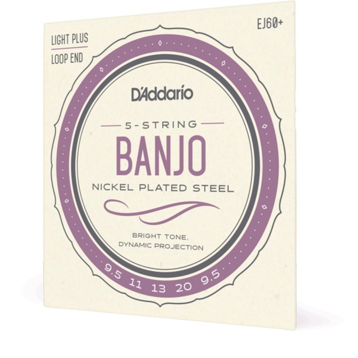 D'Addario - EJ60+ 5 - Corde per Banjo 5 Corde, Nickel, Light Plus, 9,5-20