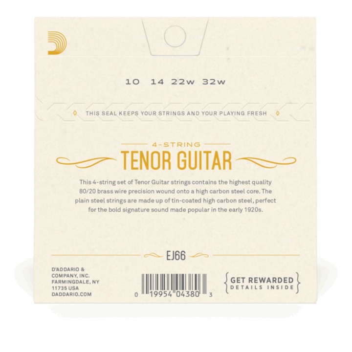 D'Addario - EJ66 Corde per Chitarra Tenore, 80/20 Bronze, Low Tension, 10-32