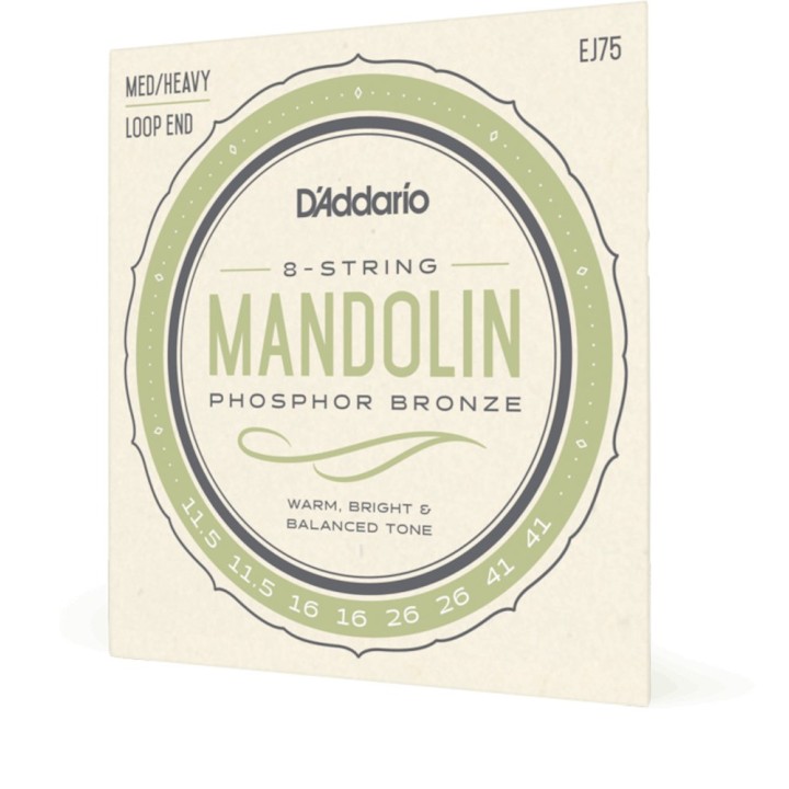 D'Addario - EJ75 Corde per Mandolino, Phosphor Bronze, Medium/Heavy, 11.5-41