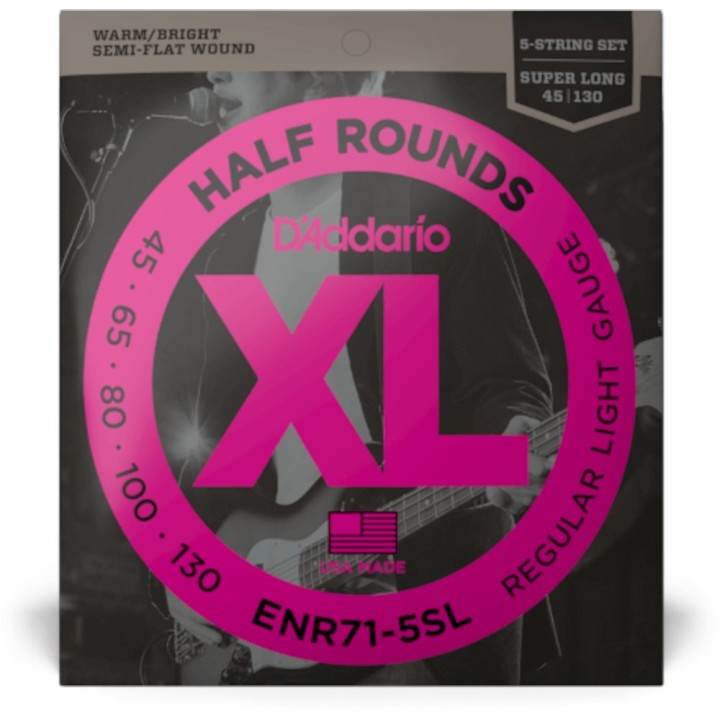 D'Addario - ENR71-5SL Corde per Basso Elettrico 5 Corde, Regular Light, Super Long Scale