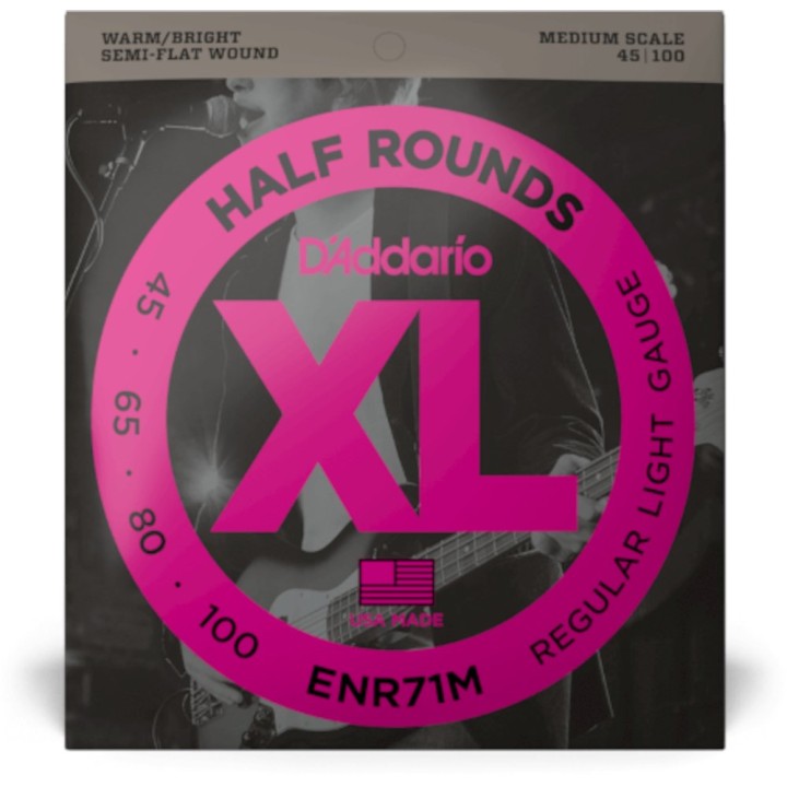 D'Addario - ENR71M Corde per Basso, Regular Light, Medium Scale, 45-100