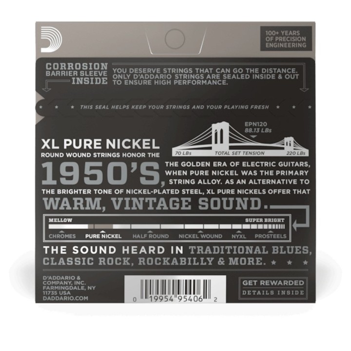D'Addario - EPN120 Corde per Chitarra Elettrica, Pure Nickel, Super Light