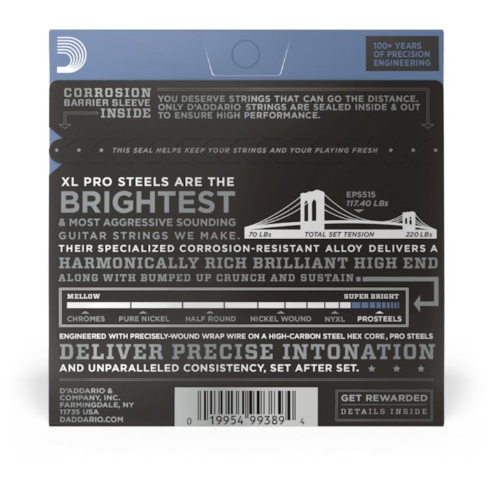 D'Addario - EPS515 Corde per Chitarra Elettrica, Prosteels, Medium