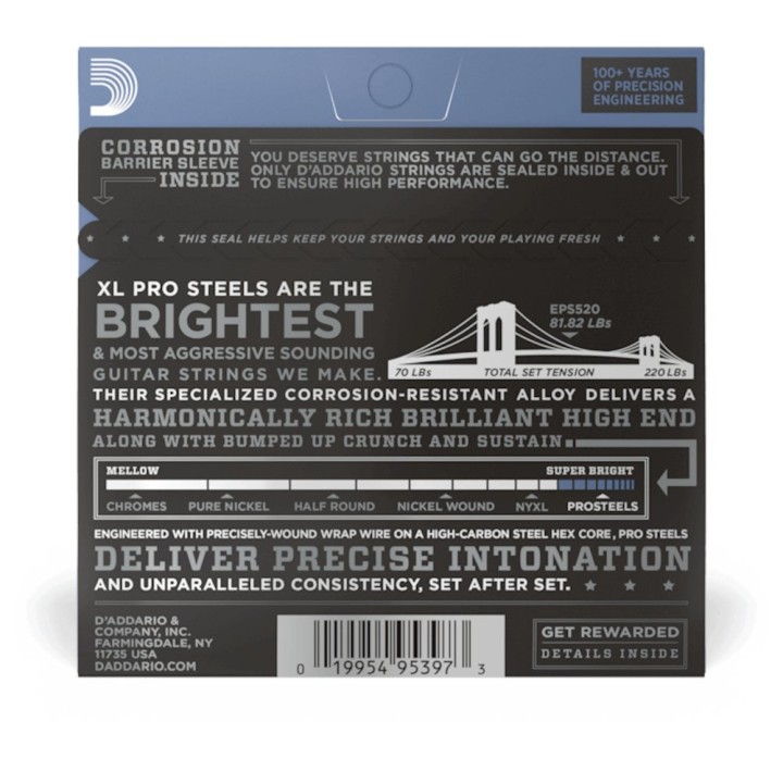 D'Addario - EPS520 Corde per Chitarra Elettrica, Prosteels, Super Light