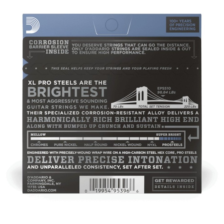 D'Addario - EPS510  Corde per Chitarra Elettrica, Prosteels, Regular Light