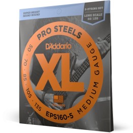 D'Addario - EPS160-5 Corde per Basso Elettrico 5 Corde, Prosteels, Medium, Long Scale