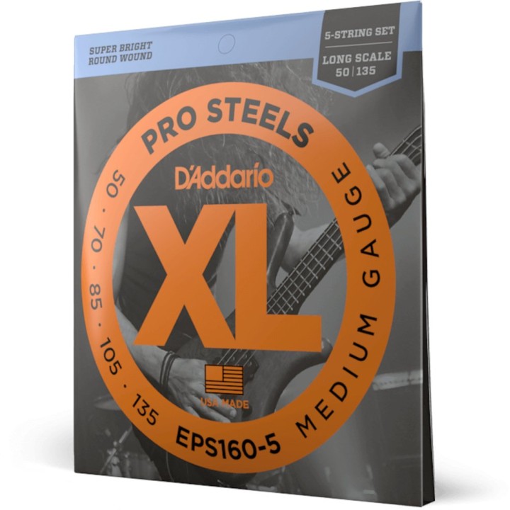 D'Addario - EPS160-5 Corde per Basso Elettrico 5 Corde, Prosteels, Medium, Long Scale