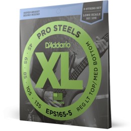 D'Addario - EPS165-5 Corde per Basso Elettrico 5 Corde, Prosteels, Custom Light, long Scale