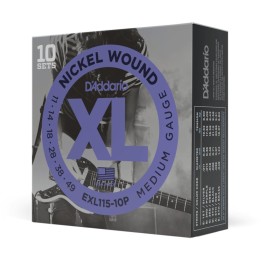D'Addario - EXL115-10P Corde per Chitarra Elettrica, Nickel Wound, Medium/Blues-Jazz Rock