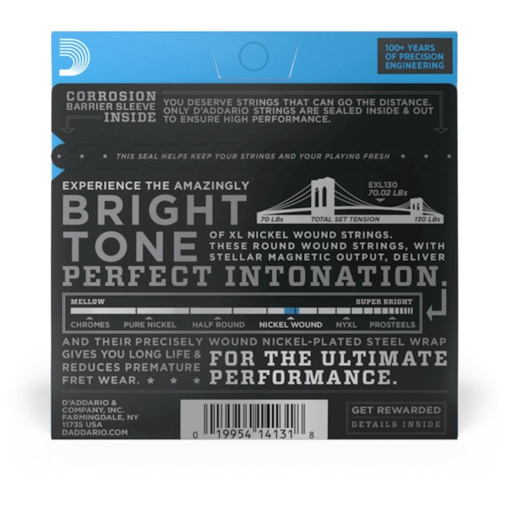 D'Addario - EXL130 Corde per Chitarra Elettrica, Nickel Wound