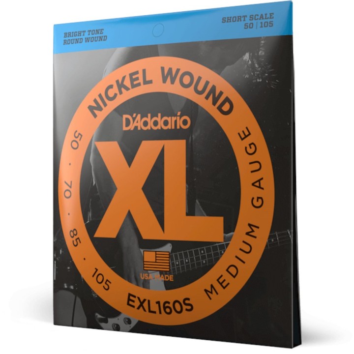 D'Addario - EXL160S Corde Basso Elettrico, Nickel Wound Bass, Medium, Short Scale