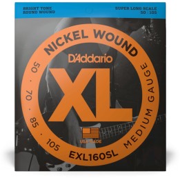 D'Addario - EXL160SL Corde per Basso, Nickel Wound, Medium, Super Long Scale
