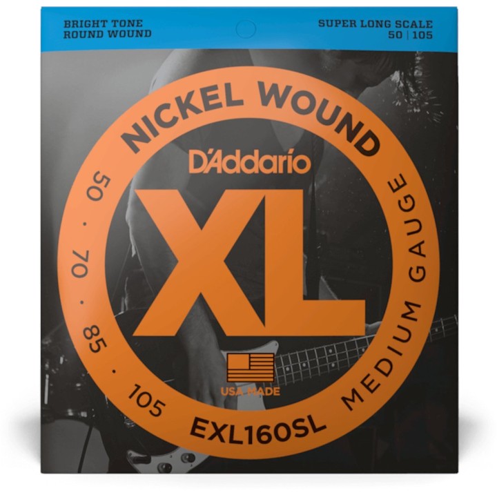 D'Addario - EXL160SL Corde per Basso, Nickel Wound, Medium, Super Long Scale