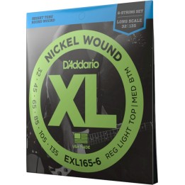 D'Addario - EXL165-6 Corde per Basso Elettrico 6 Corde, Nickel Wound, Custom Light, Long Scale