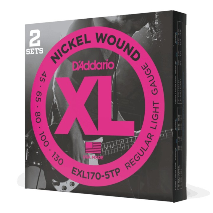 D'Addario - EXL170-5TP Corde per Basso 5 Corde, Nickel Wound, Light, Long Scale
