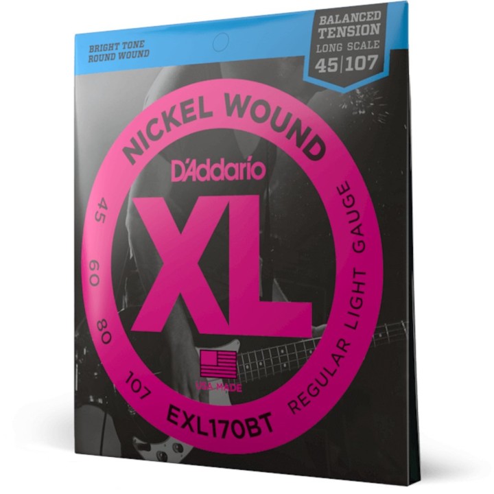 D'Addario - EXL170BT Corde per Basso Elettrico, Nickel Wound, Balanced Tension, Regular Light