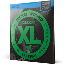 D'Addario - EXL220BT Corde per Basso Elettrico, Nickel Wound, Balanced Tension, Super Light