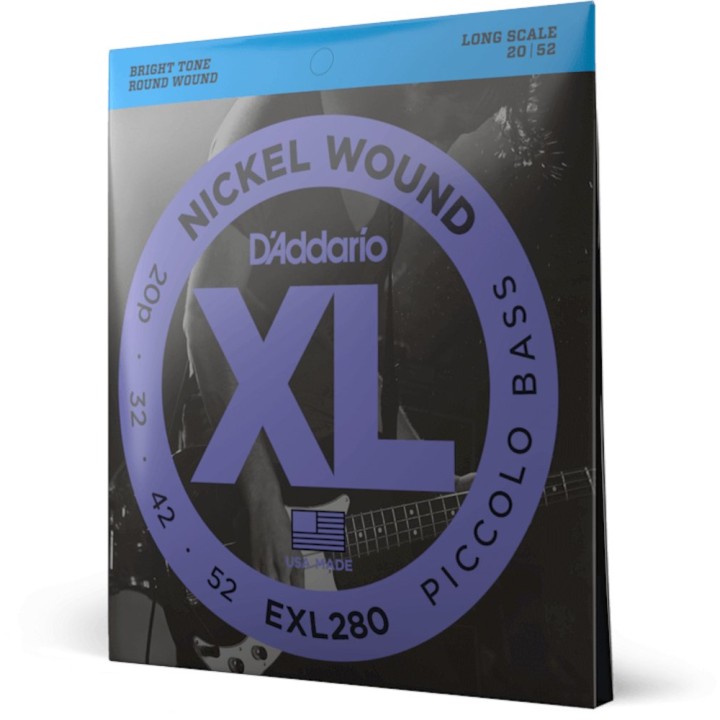 D'Addario - EXL280 Corde per Basso Elettrico, Nickel Wound Piccolo Bass Strings, Long Scale