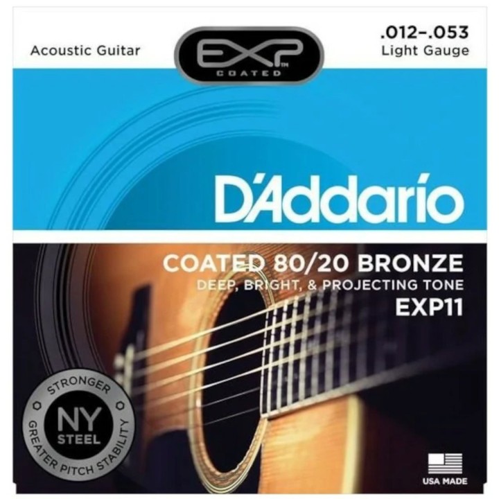 D'Addario - EXP11 Corde per Chitarra Acustica, Coated 80/20 Bronze