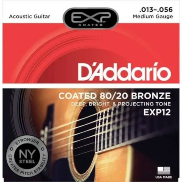D'Addario - EXP12 Corde per Chitarra Acustica, Coated 80/20 Bronze