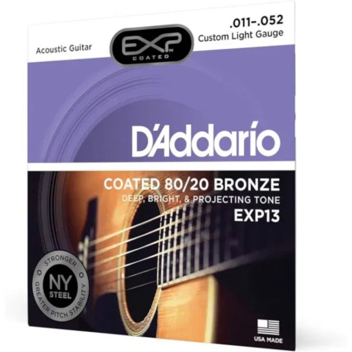 D'Addario - EXP13 Corde per Chitarra Acustica, Coated 80/20 Bronze