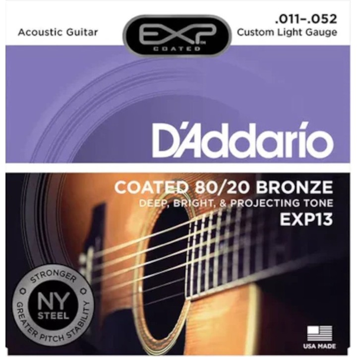D'Addario - EXP13 Corde per Chitarra Acustica, Coated 80/20 Bronze