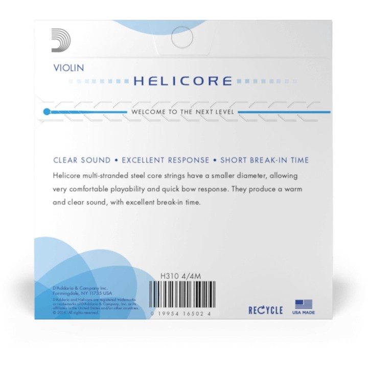 D'Addario - H310 4/4M Corde per Violino 4/4, Helicore, Medium Tension