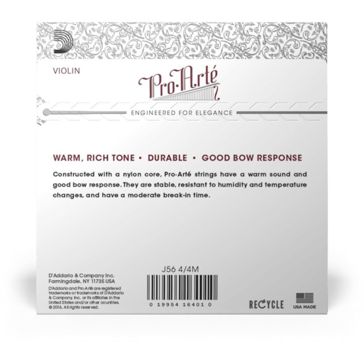 D'Addario - J56 4/4M Corde per Violino 4/4, Proarte, Medium Tension, Scale 4/4