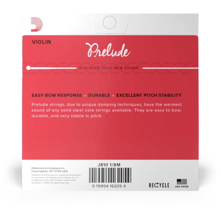 D'Addario - J810 1/8M Corde per Violino Prelude, Medium Tension, Scale 1/8
