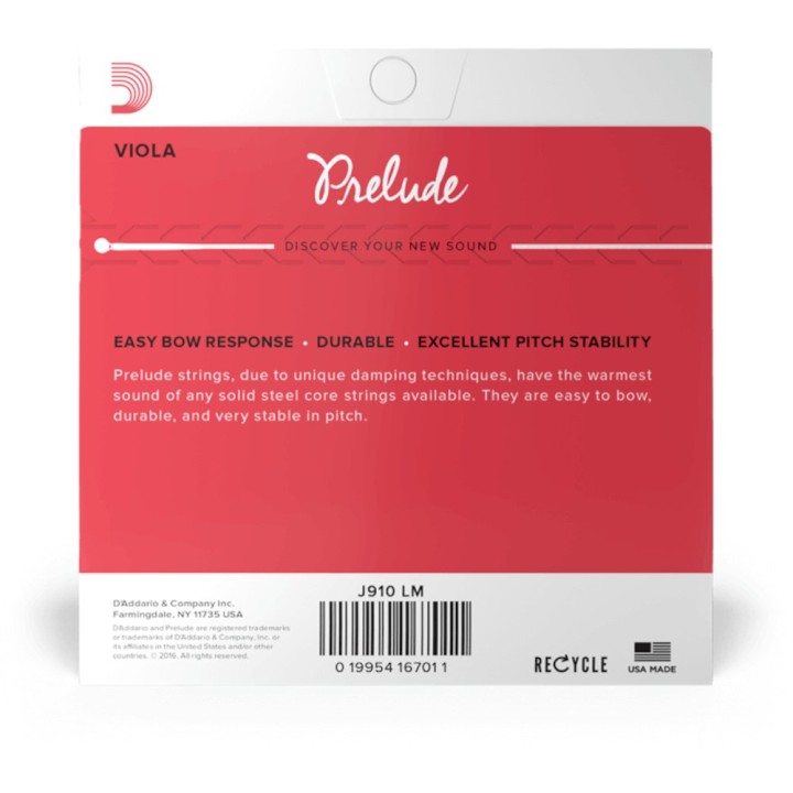 D'Addario - J910 LM Corde per Viola Prelude, Medium Tension, Long Scale