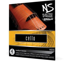 D'Addario - NS510 Corde per Cello Elettrico, NS Design, Medium Tension. Scale 4/4