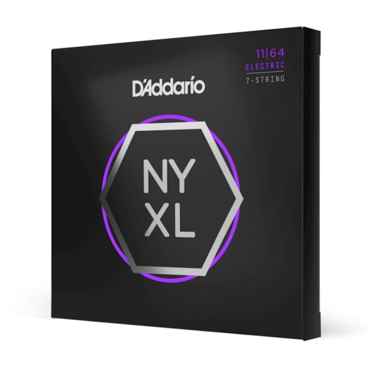D'Addario - NYXL1164 Corde per Chitarra Elettrica 7-corde, Nickel Wound, Medium, 11-64