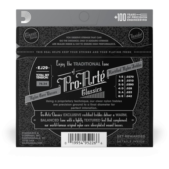 D'Addario - EJ29 Corde per Chitarra Classica, Pro-Arté Rectified, Moderate Tension