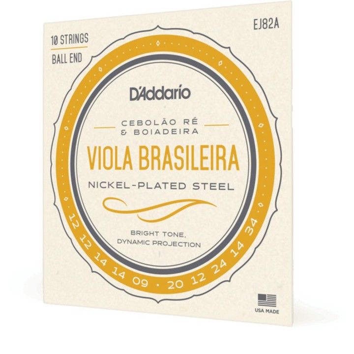D'Addario - EJ82A Corde per Viola Brasileira, Cebolao Re And Boiadeira, Nickel
