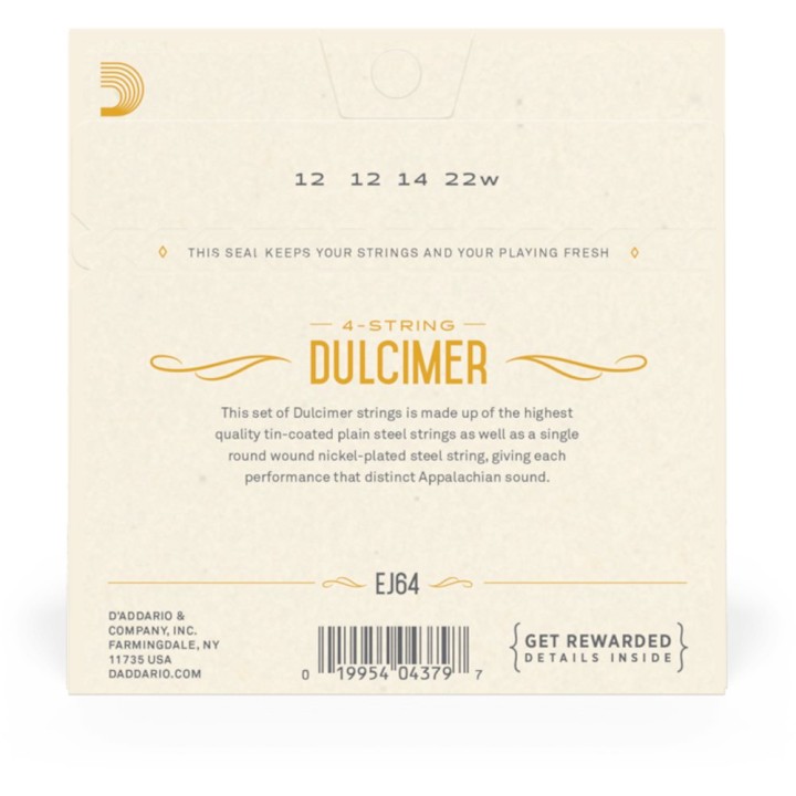 D'Addario - EJ64 Corde per Dulcimer 4-Corde, Nickel