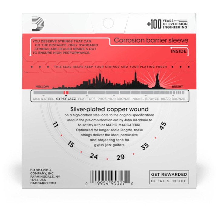 D'Addario - EJ83M Corde per Chitarra Acustica, Gypsy Jazz, Ball End, Medium Tension