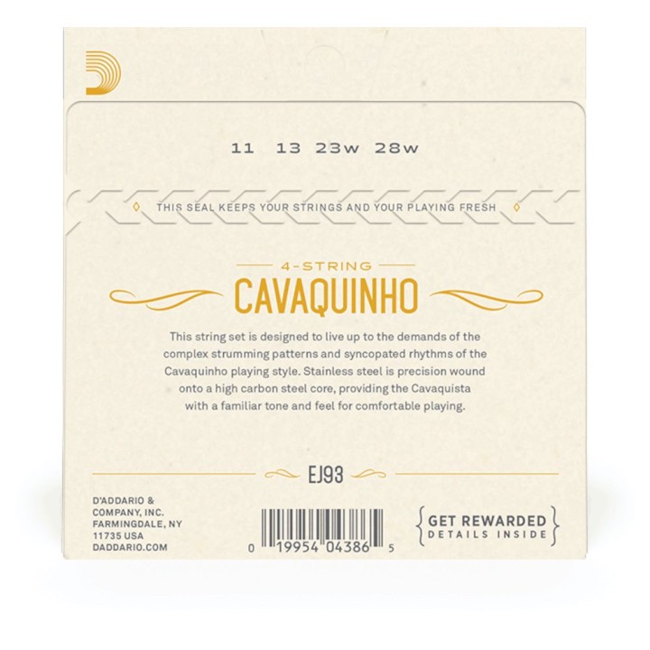 D'Addario - EJ93 Corde per Cavaquinho 4-Corde