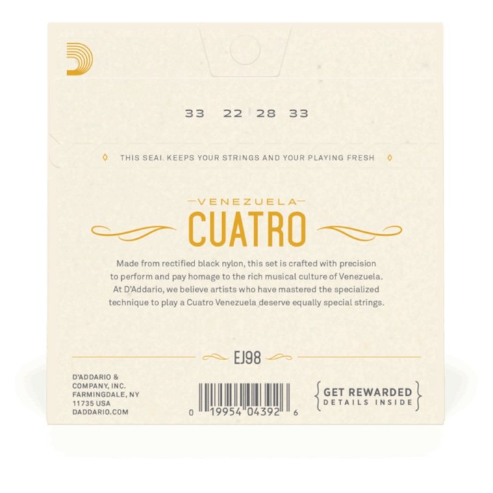 D'Addario - EJ98 Corde per Cuatro-Venezuela