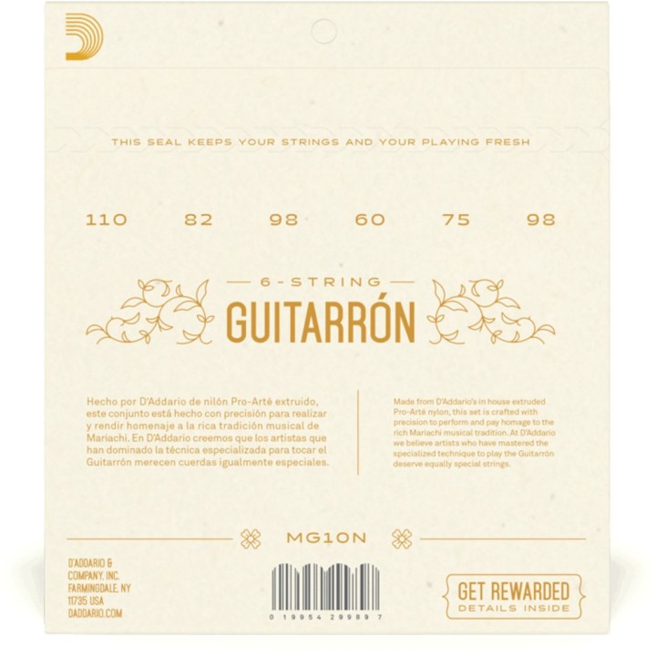 D'Addario - MG10N Corde per Guitarrón, Phosphore Bronze, Normal Tension