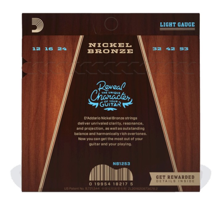 D'Addario - NB1253 Corde per Chitarra Acustica, Nickel-Bronze, Light