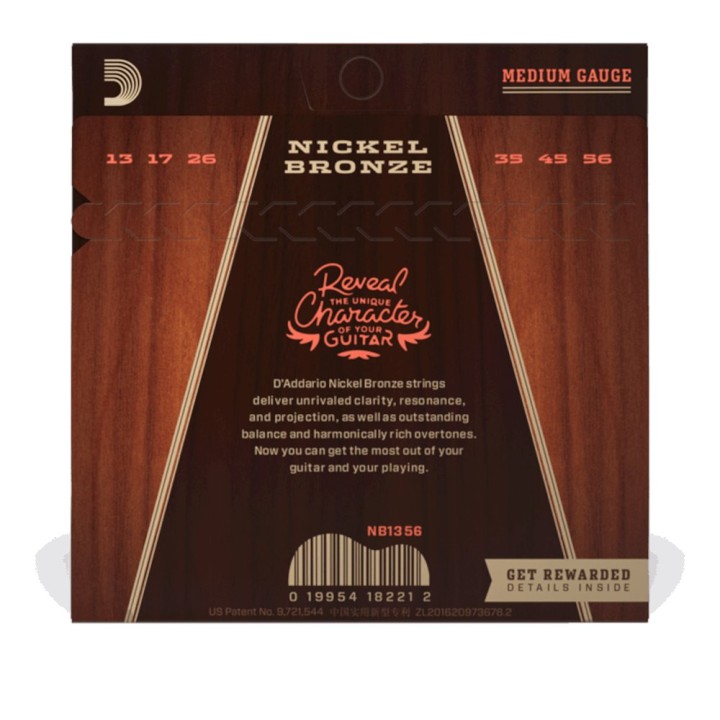 D'Addario - NB1356 Corde per Chitarra Acustica, Nickel Bronze, Medium