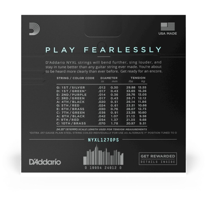 D'Addario - NYXL1270PS Corde per Steel Guitar, Nickel Wound C6, Regular