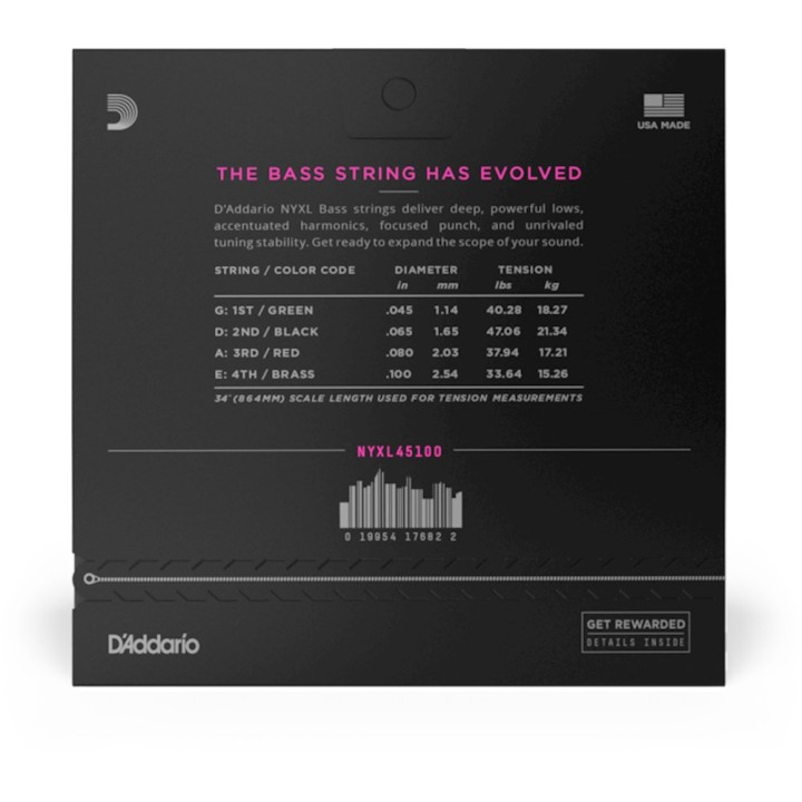 D'Addario - NYXL45100 Corde per Basso Elettrico, Nickel Wound, Regular Light, Long Scale, 45-100