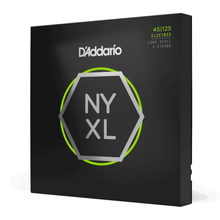 D'Addario - NYXL45125 Corde per Basso Elettrico 5-Corde, Nickel Wound, Light/Medium, Long Scale