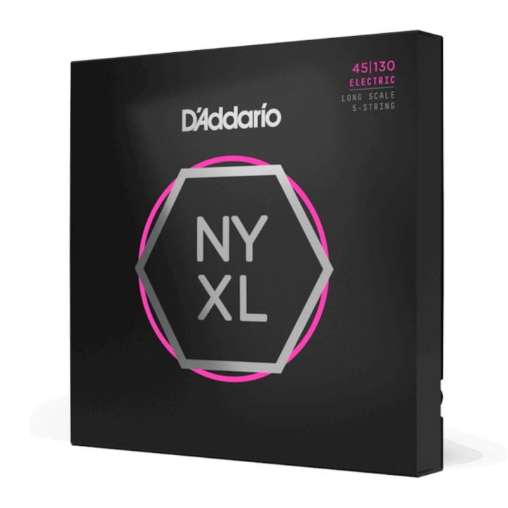 D'Addario - NYXL45130 Corde per Basso Elettrico 5-Corde, Nickel Wound, Regular Light, Long Scale