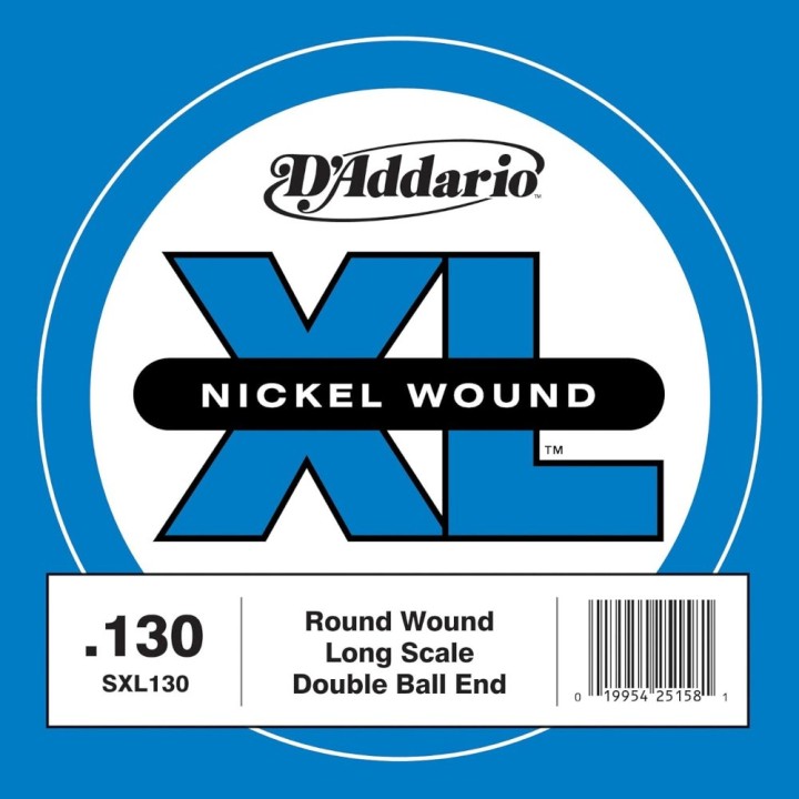 D'Addario - SXL130 Corda singola per basso elettrico, Nickel Wound, Long Scale, Double Ball-End