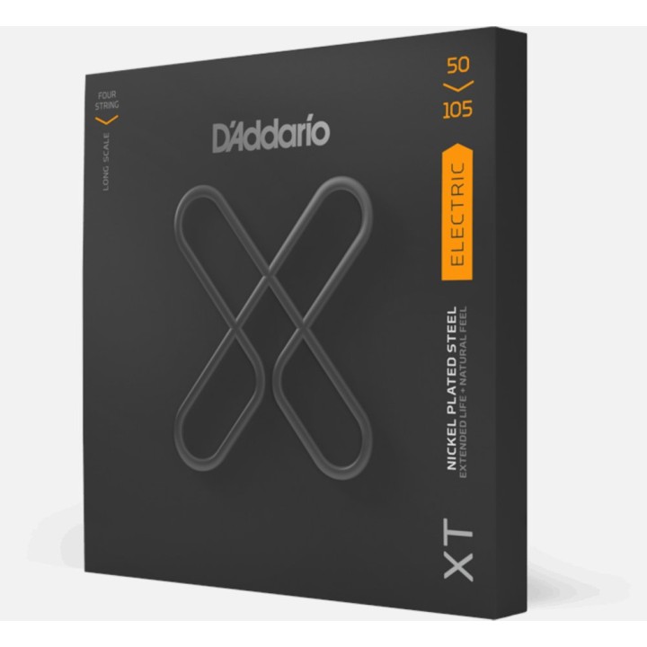 D'Addario - XTB50105 Corde per Basso Elettrico, XT Bass Nickel Plated Steel, Medium, Long Scale