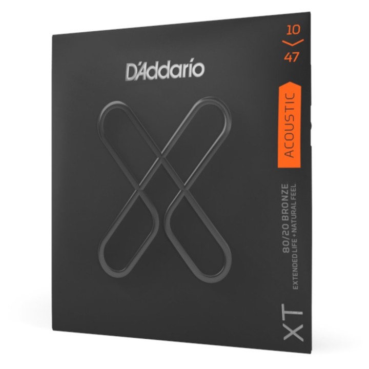 D'Addario - XTABR1047 Corde per Chitarra Acustica, XT 80/20 Bronze, Extra Light, 10-47