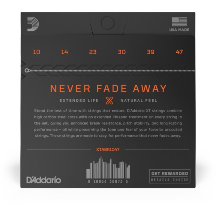 D'Addario - XTABR1047 Corde per Chitarra Acustica, XT 80/20 Bronze, Extra Light, 10-47