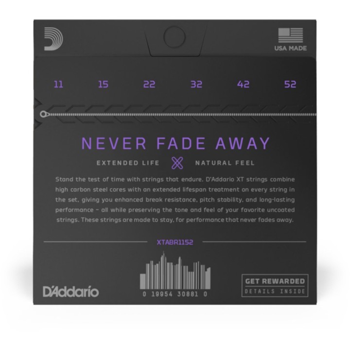 D'Addario - XTABR1152 Corde per Chitarra Acustica, XT 80/20 Bronze, Custom Light